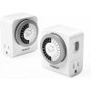 imageTESSAN Outlet Timer Mechanical 24Hour Light Timers for Electrical Outlets Indoor Dual 3Prong Sockets 30Minute Intervals for Lamps Christmas Lights Fans 2 PackGraywhite 2 Pack