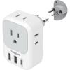 imageTESSAN South Africa Power Adapter Type M Plug Adaptor with 4 American Outlets 3 USB Charger 1 USB C Port for US to Bhutan Botswana Namibia NepalType Jwhitegrey