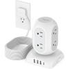 imageTESSAN Surge Protector Power Strip Tower Flat Plug Extension Cord 10 Ft with 8 AC Multiple Outlets 4 USB Ports 1 USB C 1050J Protection Desk Charging Station for Home Office Supplies Dorm RoomGrey