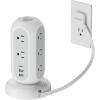 imageTESSAN Surge Protector Power Strip Tower with 3 USB Ports 11 Outlets 1875W15A Black Extension Cord 6 Feet 1050J Protection Desktop Charging Station for Office School Dorm Room EssentialsWhite With Retractable Cord