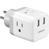 imageTESSAN US to UK Plug Adapter Type G UK Travel Plug Adapter Ireland Scotland Dubai Power Adaptor with 3 Outlets and 2 USB Ports USA to England London British Qatar Kenya Outletgraywhite