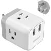 imageTESSAN US to UK Plug Adapter Type G UK Travel Plug Adapter Ireland Scotland Dubai Power Adaptor with 3 Outlets and 2 USB Ports USA to England London British Qatar Kenya OutletWhite Gray  Type I