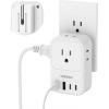 imageUSB C Charger Block 20W PD TESSAN Foldable Wall Charger with 4 USB Ports and 4 AC Outlet Extender Multi Charging Station for Cruise Home Office Dorm Room Essentials WhiteWhite