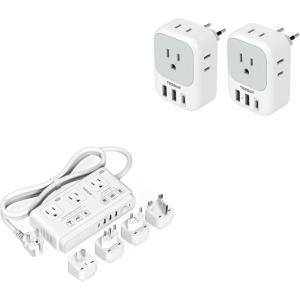 image2 Pack European Travel Plug Adapter USB C TESSAN 220V to 110V Voltage Converter 2000W Universal Travel Adapter with 4 USB Ports 1 USB C 3 AC and EUUKAUIT Plug Power Adaptor for Hair Dryer