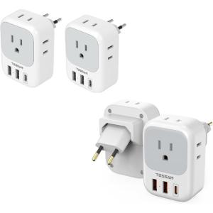 image2 Pack European Travel Plug Adapter USB C TESSAN Type C Power Adaptor to Italy Spain France Portugal Iceland Germany