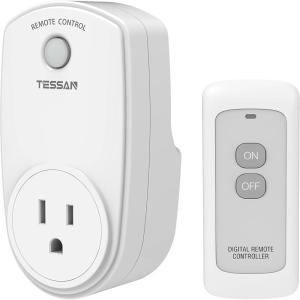 image2 Pack Remote Control Outlet TESSAN Wireless Electrical Plug Switch for Lights Lamps Fans 100ft RF Range 1200W 1 Remote  2 Outlet1 Remote  1 Outlet