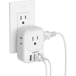 image20W PD Multi Plug Adapter TESSAN 3 USB Wall Charger Multiports 1 USB C Fast Charger Cube Charging Station for Cruise Home Office Dorm EssentialsWhite