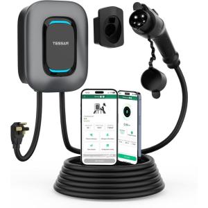 imageEV Charger Level 2 TESSAN 40A240V Electric Vehicle Charing Station Smart EV Chargers Equipment App Control WiFi Only 24Ghzampamp Bluetooth 25ft Cable with NEMA 1450 Plug for Indoor Outdoor HomeSmart NEMA1450 Plug  J1772