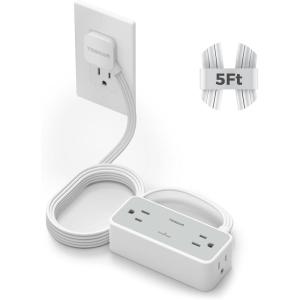 imageFlat Plug Extension Cord 25 ft TESSAN Surge Protector Power Strip with 4 AC Outlets 1 USB C and 2 USB A Ports 900 Joules Protection Multiple Wall Outlet Extender for Home Office Dorm EssentialsGray