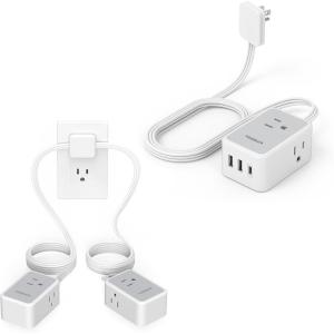 imageFlat Plug Power Strip TESSAN Ultra Thin Extension Cord with Multiple Outlets for Home Office Dorm Room