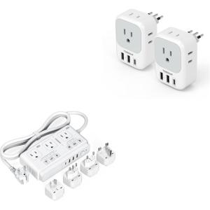 imageItaly Travel Plug Adapter 2 Pack TESSAN Italy Power Adapter with 4 AC 3 USB Charger 1 USB C Port 220V to 110V Voltage Converter Step Down Transformer for UK EU AUS for Hair Dryer Curling Iron