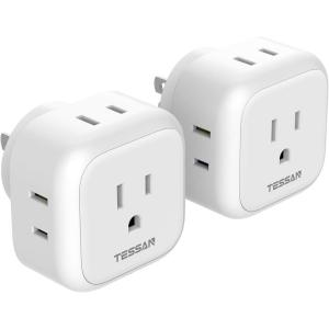 imageMulti Plug Outlet Extender TESSAN Multiple Plug Splitter with 4 Electrical Outlets 2 Packs Wall Tap Power Expander for Cruise Ship Home Office Dorm Room Essentials WhiteWhite