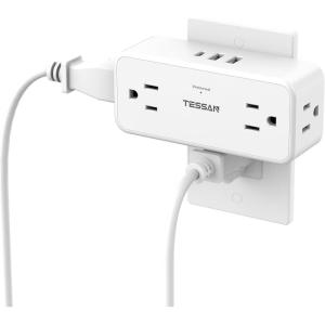 imageMulti Plug Outlet Splitter TESSAN 4 Wall Outlet Extender with 3 USB Wall Charger1 USB C Surge Protecter 900J Widely Spaced Multiple Plug ExpanderWhite