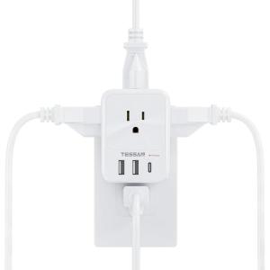 imageMulti Plug Outlet Splitter with USB TESSAN 4 Electrical Outlet Extender Surge Protector with 3 USB Wall Charger Blocks Multiple Plug Expander Box for Home Office Dorm Room EssentialsWhite