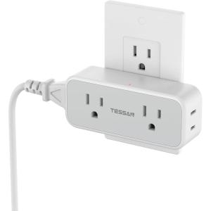 imageOutlet Extender Surge Protector TESSAN Multi Plug Splitter with 4 Electrical Outlets 3 USB Ports 1 USB C Multiple Wall Plug Expander for Home Office Kitchen Dorm Room WhiteGrey Without USBA