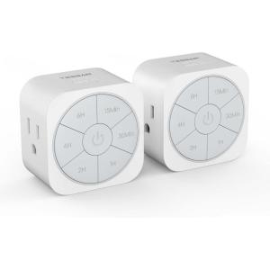 imageOutlet Timer Indoor 2 Pack Countdown Timers for Electrical Outlets Up to 6H for Lights Iron Fan Electric Bike Auto Shut Off Switch for Home Kitchen Bedroom 1875W2