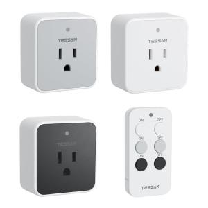 imageRemote Control Outlet TESSAN 3 Pack Wireless Remote Light Switch On Off Switch Plug for Lights Lamps Fans Household Appliances 100ft RF Range 15A1875W3 Outlet1 remote3 outlet