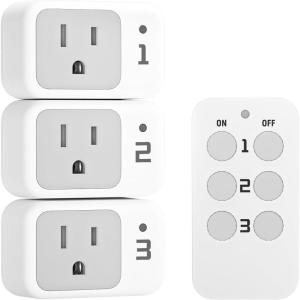 imageRemote Control Outlet TESSAN Electrical Light Switch Plug in Wall Plug with ONOff Switch for Indoor String Lights Lamps Home Small Appliances 100ft Range 1 Remote  3 OutletsRectangle1 remote3 outlet