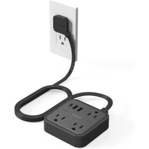 imageShort Extension Cord with Multiple Outlets 3 FT TESSAN Small Flat Plug Power Strip with 3 USB 1 USB C and Multi Outlets Surge Protector Charging Station for Office School Dorm Room EssentialsBlack