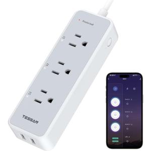 imageSmart Power Strip Surge Protector 900J TESSAN WiFi Extension Cord with 3 Remote Controlled Outlets Socket 2 USB Wall Mountable Timer Smart Plug Compatible with Alexa Google Home Only 24 GHz WiFi