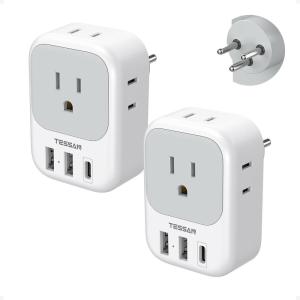 imageSwitzerland Power Adapter 2 Pack TESSAN Type J Adaptor with 4 Outlets 3 USB Charging Ports1 USB C Swiss Travel Plug for US to Switzerland Liechtenstein RwandaType HIsrael