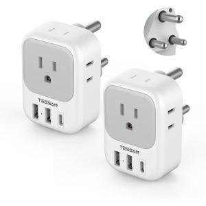imageSwitzerland Power Adapter 2 Pack TESSAN Type J Adaptor with 4 Outlets 3 USB Charging Ports1 USB C Swiss Travel Plug for US to Switzerland Liechtenstein RwandaType M  South Africa