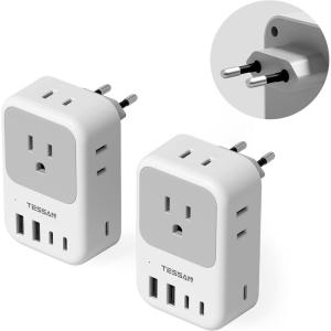 imageSwitzerland Power Adapter 2 Pack TESSAN Type J Adaptor with 4 Outlets 3 USB Charging Ports1 USB C Swiss Travel Plug for US to Switzerland Liechtenstein RwandaType C Europe Spain