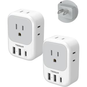 imageSwitzerland Power Adapter 2 Pack TESSAN Type J Adaptor with 4 Outlets 3 USB Charging Ports1 USB C Swiss Travel Plug for US to Switzerland Liechtenstein RwandaType A  Japan Mexico