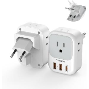 imageSwitzerland Power Adapter 2 Pack TESSAN Type J Adaptor with 4 Outlets 3 USB Charging Ports1 USB C Swiss Travel Plug for US to Switzerland Liechtenstein RwandaType C  Foldable Plug