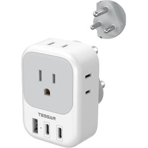 imageTESSAN European Travel Plug Adapter Type C Power Adaptor with 4 AC Outlets 3 USB Ports 2 USB C Europe Outlet Adapter for USA to EU Euro International Italy Iceland Spain France Greece GermanygreyType M