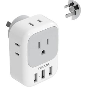 imageTESSAN European Travel Plug Adapter Type C Power Adaptor with 4 AC Outlets 3 USB Ports 2 USB C Europe Outlet Adapter for USA to EU Euro International Italy Iceland Spain France Greece GermanygraywhiteType I