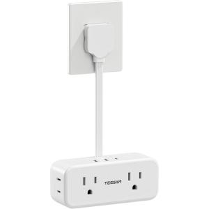 imageTESSAN Multi Plug Wall Outlet Extender 6 inch Short Extension Cord Flat Plug Splitter with 4 AC 3 USB 1 USB C Charging Ports Multiple Outlet Small Power Strip for Home Office Dorm RoomWhite