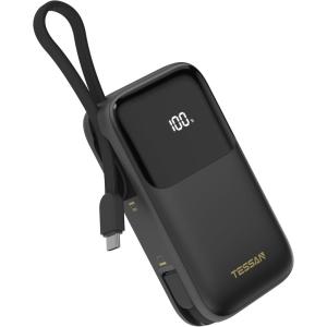 imageTESSAN Portable Charger with Built in USBC Cable 10000mAh Power Bank Fast Charging with 20W Output Compact Battery Pack Travel Essentials for iPhone 1615 Series Samsung Tablets10000mAh