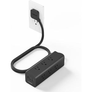 imageTESSAN Surge Protector Power Strip with USB Ultra Thin Flat Plug 6 FT Extension Cord with 9 Outlets 3 USB1 USB C 1050 J Surge Protector Charging Station for IndoorOffice Dorm Room EssentialsBlack