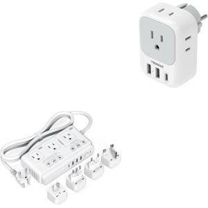 imageTESSAN Type E F Plug Adapter Germany France Power Adapter with 3 USB Ports1 USB C 220V to 110V Voltage Converter 2000W Step Down Transformer for UK EU AUS Italy for Hair Dryer Curling Iron