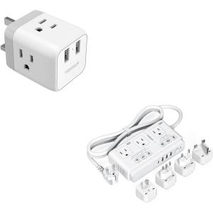 imageTESSAN US to UK Plug Adapter Type G UK Travel Plug Adapter with 3 AC and 2 USB Ports 220V to 110V Voltage Converter Step Down Transformer for UK EU AUS Italy Spain for Hair Dryer Curling Iron