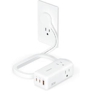 imageTESSAN USB Charging Station PD 30W Flat Plug USB C Charger Blocks with 3 AC Outlets Desktop Phone Fast Charger with 5FT Extension Cord for Phone Tablet Laptop Travel Office5 Feet 30W