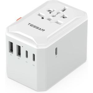 imageTESSAN Universal Travel Adapter International Power Adapter 56A 28W 3 USB C 2 USB A Ports Travel Worldwide Plug Adaptor Outlet Wall Charger for Europe UK EU AUS Type CGAIWhite grey