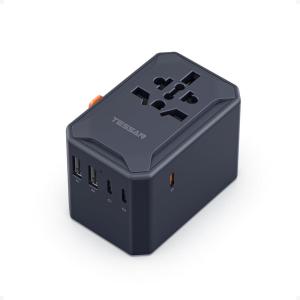 imageTESSAN Universal Travel Adapter International Power Adapter 56A 28W 3 USB C 2 USB A Ports Travel Worldwide Plug Adaptor Outlet Wall Charger for Europe UK EU AUS Type CGAICool black