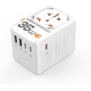 imageTESSAN Universal Travel Adapter International Power Adapter with 4 USB Ports 1 USB C Worldwide Plug Adaptor Wall Charger for USA to Europe UK France Germany Spain Ireland AustraliaType CGAIWhite