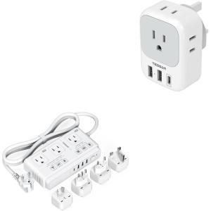 imageUS to UK Plug Adapter TESSAN Type G Travel Converter with 3 USB Charger1 USB C Port 220V to 110V Voltage Converter 2000W Step Down Transformer Universal Adapter for Europe UK EU AUS Spain Italy