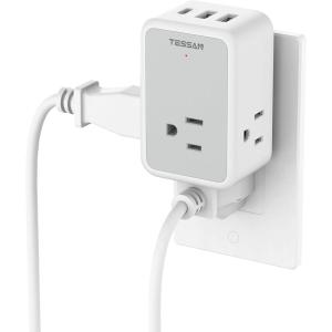 imageUSB Wall Charger 15W TESSAN Surge Protector Multi Plug Outlet Splitter with USB C 3Sided Multiple Outlet Expander for Home Office Dorm Room Essentials6 Outlets