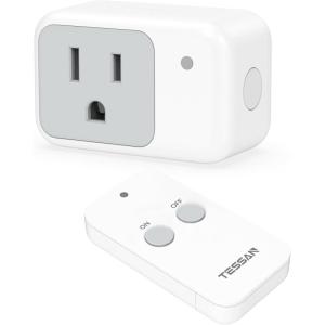 imageWireless Remote Control Outlet TESSAN Electrical Wall Plug with ONOff Light Switch for Indoor String Lights Lamps Home Appliances 100ft Range 2 Remotes  5 Outlets1 Remote  1 Outlet