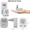 imageTESSAN Brazil Power Adapter Travel Plug 3 in 1 USA Outlet Adapter with 2 USB Charging Ports and US Grounded Input Type Ngray  Type J