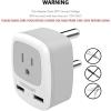 imageTESSAN Brazil Power Adapter Travel Plug 3 in 1 USA Outlet Adapter with 2 USB Charging Ports and US Grounded Input Type Ngray Type M