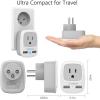 imageTESSAN Brazil Power Adapter Travel Plug 3 in 1 USA Outlet Adapter with 2 USB Charging Ports and US Grounded Input Type NgraywhiteType H