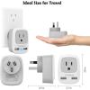 imageTESSAN Brazil Power Adapter Travel Plug 3 in 1 USA Outlet Adapter with 2 USB Charging Ports and US Grounded Input Type Nwhite grey