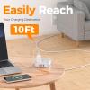 imageTESSAN Surge Protector Power Strip 3 Ft Ring Pull Extension Cord with Multiple Outlets 3 USB 1 USB C 4 Outlets 900J Surge Protection Desktop Charging Station for Home Office Dorm RoomGrey