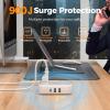imageTESSAN Surge Protector Power Strip 3 Ft Ring Pull Extension Cord with Multiple Outlets 3 USB 1 USB C 4 Outlets 900J Surge Protection Desktop Charging Station for Home Office Dorm RoomGrey