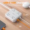 imageTESSAN Surge Protector Power Strip 3 Ft Ring Pull Extension Cord with Multiple Outlets 3 USB 1 USB C 4 Outlets 900J Surge Protection Desktop Charging Station for Home Office Dorm RoomGrey